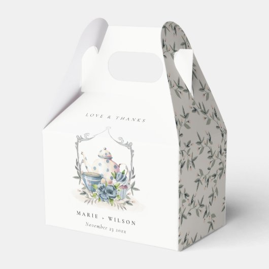 Elegante Niedliche Aqua Blue Blumenstrauß Teatro S Geschenkschachtel (Rückseite)