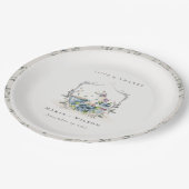 Elegante Niedliche Aqua Blue Blumenstrauß Teatro S Pappteller (Schrägansicht)