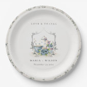 Elegante Niedliche Aqua Blue Blumenstrauß Teatro S Pappteller (Vorderseite)