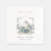 Elegante Niedliche Aqua Blue Blumenstrauß Teatro S Serviette (Vorderseite)