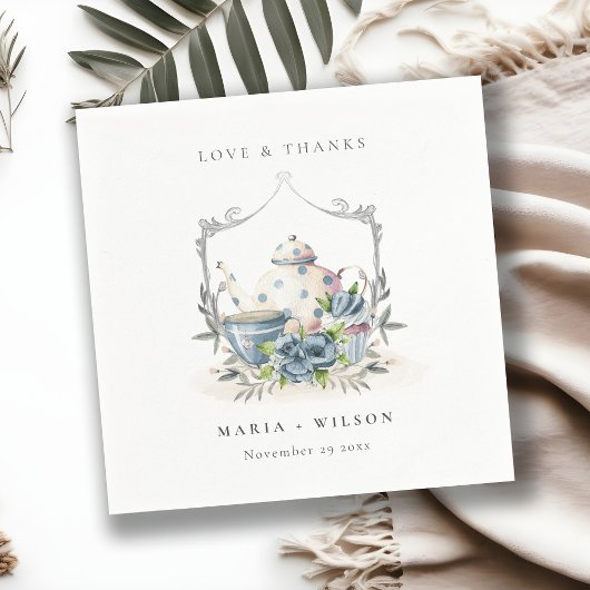 Elegante Niedliche Aqua Blue Blumenstrauß Teatro S Serviette