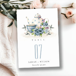 Elegante Niedliche Aqua Blue Blumenstrauß Teatro S Tischnummer