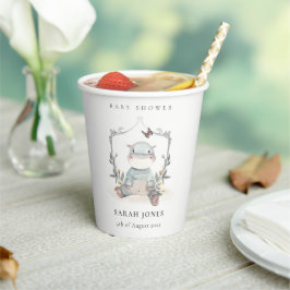 Elegante Niedliche Baby Hippo Foliage Babydusche Pappbecher