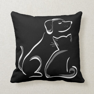 Elegante niedliche beste Freunde Katze und Hund Kissen