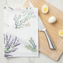 Elegante, niedliche Blätter und Pflanze in Weiß Geschirrtuch