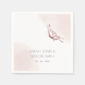 ELEGANTE NIEDLICHE BLUSH WATERCOLOR BUTTERFLY WEDD SERVIETTE (Vorderseite)
