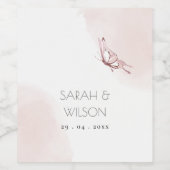 ELEGANTE NIEDLICHE BLUSH WATERCOLOR BUTTERFLY WEDD WEINETIKETT (Einzelnes Label)