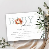Elegante Niedliche Boho Lion Foliage Baby Shower E Dankeskarte