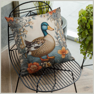 Elegante niedliche fette Ente Vintage-Blumenmuster Kissen