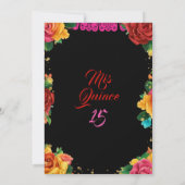 Elegante Niedliche Girl Colorful Blume Quinceañera Einladung (Rückseite)