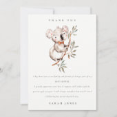 Elegante Niedliche Koala Foliage Babydusche Dankeskarte (Vorderseite)