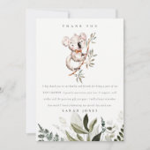 Elegante Niedliche Koala Foliage Babydusche Dankeskarte (Vorderseite)