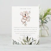 Elegante Niedliche Koala Foliage Babydusche Dankeskarte (Stehend Vorderseite)