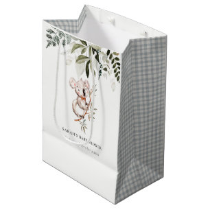 Elegante Niedliche Koala Foliage Babydusche Mittlere Geschenktüte