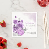 Elegante Niedliche Lila Aquarellblütendusche Serviette (Beispiel)