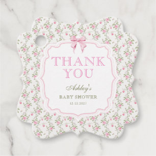 Elegante Niedliche Pink Bow Girl Babydusche Vielen Geschenkanhänger