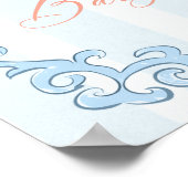 Elegante Niedliche Pumpkin Blue Bow Baby Dusche Poster (Ecke)