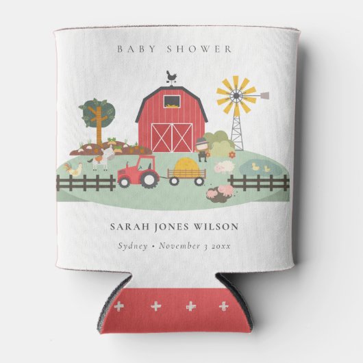 Elegante Niedliche Red Barnyard Farm Animal Baby S Dosenkühler (Vorderseite)