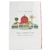 Elegante Niedliche Red Barnyard Farm Animal Baby S Mittlere Geschenktüte (Rückseite)