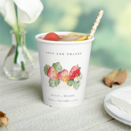 Elegante Niedliche Red Strawberry Leafy Foliage We Pappbecher