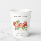 Elegante Niedliche Red Strawberry Leafy Foliage We Pappbecher (Rückseite)