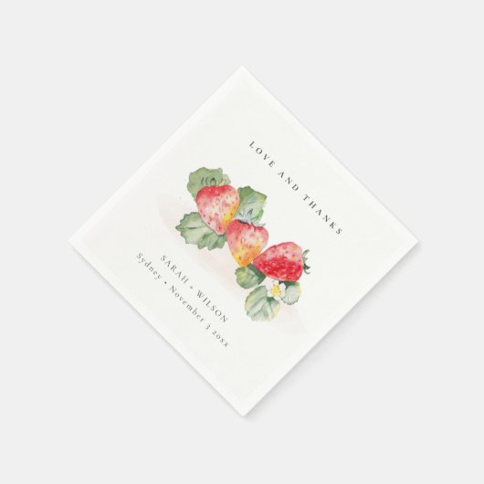 Elegante Niedliche Red Strawberry Leafy Foliage We Serviette (Ecke)