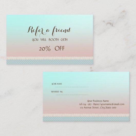 Elegante Niedliche Referenzkarte Empfehlungskarte (Vorne/Hinten)