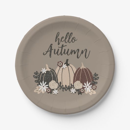 Elegante Niedliche Retro-Herbst Schwarze Pumpkins- Pappteller (Vorderseite)
