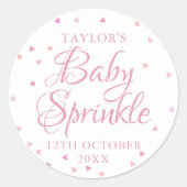 Elegante Niedliche Rosa Herz Sprinkle Dusche Runder Aufkleber (Vorderseite)