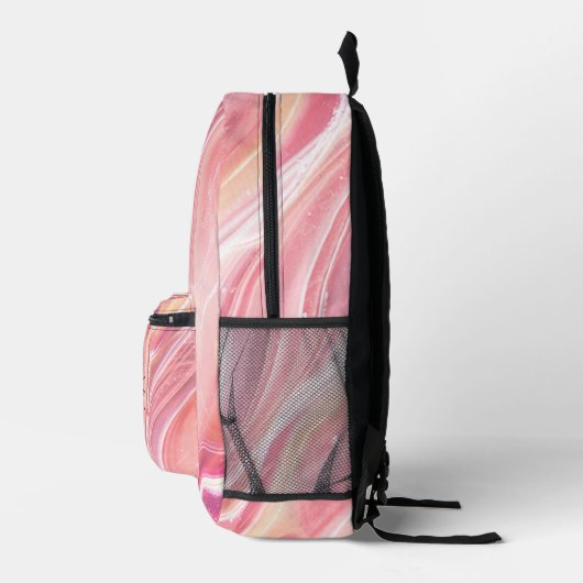 Elegante Niedliche Rosa Pfirsichmor Monogramm hinz Bedruckter Rucksack (Rechts)