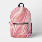 Elegante Niedliche Rosa Pfirsichmor Monogramm hinz Bedruckter Rucksack (Vorderseite)