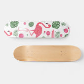Elegante niedliche rosa Watercolorflamingo-Blumen Skateboard (Horizontal)