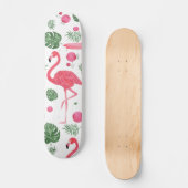 Elegante niedliche rosa Watercolorflamingo-Blumen Skateboard (Vorderseite)