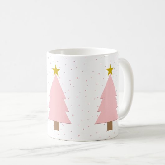 Elegante Niedliche, rosa Weihnachtsbäume, Goldene  Kaffeetasse (VorderseiteRechts)