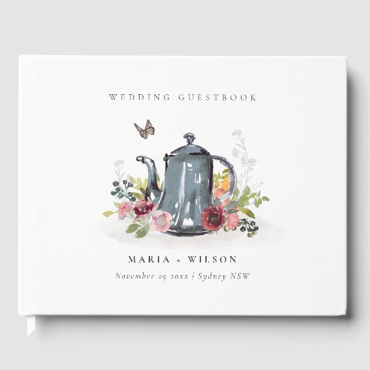 Elegante Niedliche Rose Blumenkohl-Hochzeit Gästebuch (Vorderseite)