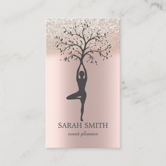 Elegante Niedliche Rose Gold Diamanten Yoga Busine Visitenkarte (Vorderseite)