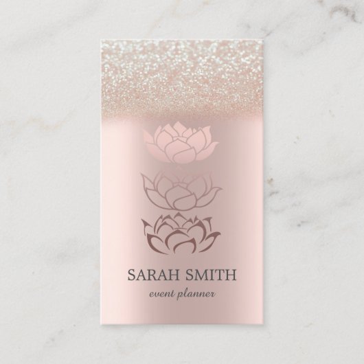 Elegante Niedliche Rose Gold Diamonds Lotus Visitenkarte (Vorderseite)