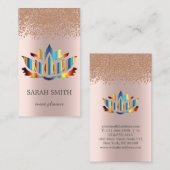 Elegante Niedliche Rose Gold Diamonds Lotus Visitenkarte (Vorne/Hinten)