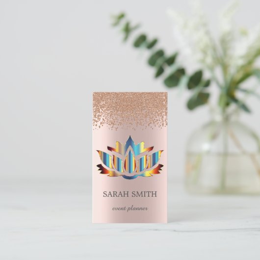 Elegante Niedliche Rose Gold Diamonds Lotus Visitenkarte (Stehend Vorderseite)