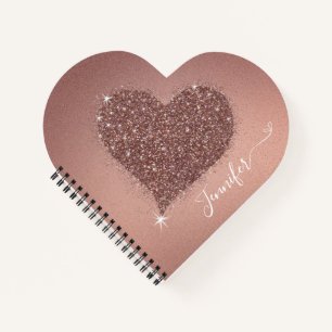 Elegante Niedliche Rose Gold Heart Glitzer Noteboo Notizblock
