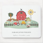 Elegante Niedliche rote grüne Barnyard Farm Animal Mousepad (Vorne)