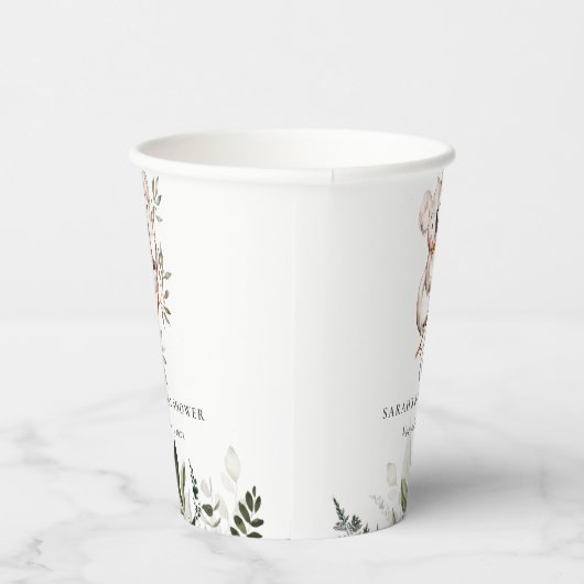 Elegante Niedliche Sleepy Koala Foliage Babydusche Pappbecher (Rechts)