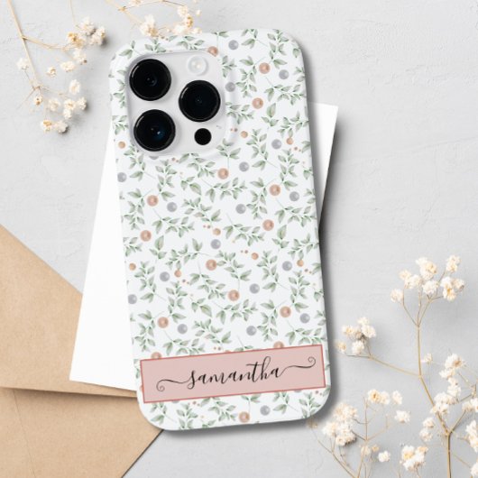 Elegante Niedliche White Foliage Blätter Pearls Cu Case-Mate iPhone Hülle