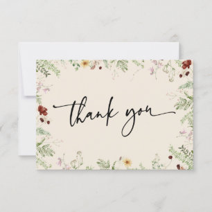 Elegante Niedliche Wildblumen Dankeschön Karte