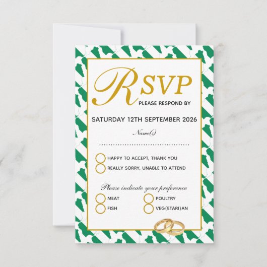 Elegante NIGERIA NAIJA Wedding RSVP Response Card (Vorderseite)