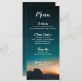 Elegante Night Sky Mountains Galaxy Stars Hochzeit Menükarte (Vorne/Hinten)