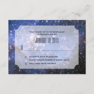 Elegante Night Sky / Space Theme Wedding RSVP Karte
