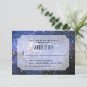 Elegante Night Sky / Space Theme Wedding RSVP Karte (Stehend Vorderseite)