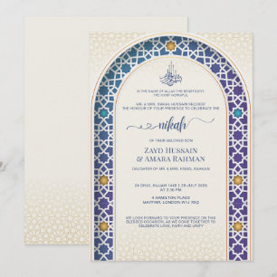 Elegante Nikah-Hochzeitseinladung – Teal-Bogen Einladung
