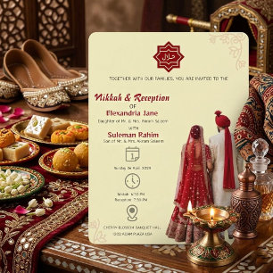 Elegante Nikkah- und Empfangs-Islam-Hochzeit Einladung